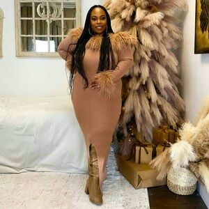 Faux Fur Sweater Dress